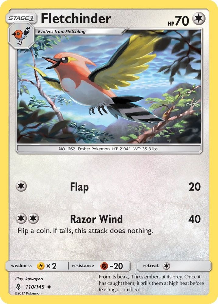 Fletchinder - 110/145 - - GUARDIANS RISING - Pokemon - Uncommon | AA67-32