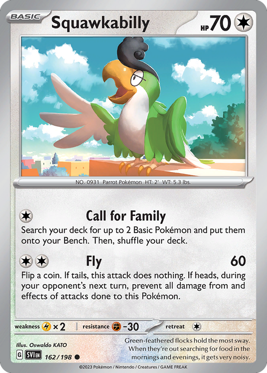 Squawkabilly - 162/198 - Reverse Holo - SCARLET & VIOLET - Pokemon - | AA49-68