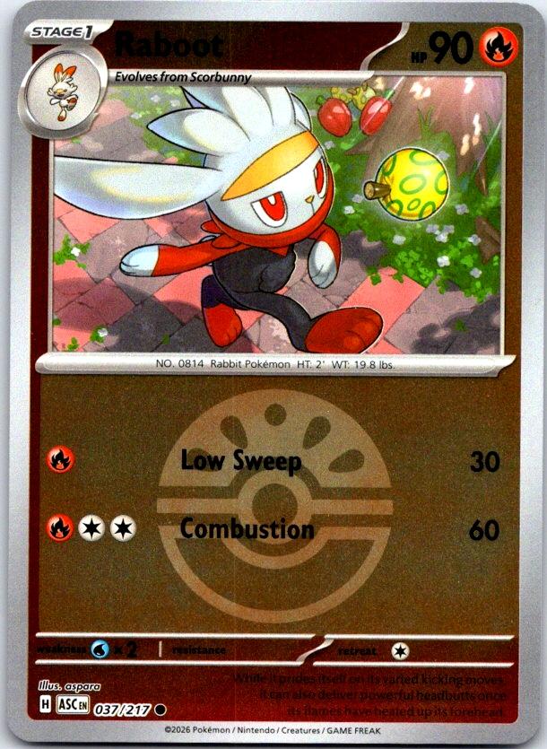 Raboot (Friend Ball) - 037/217 - Reverse Holo - ASCENDED HEROES - Pokemon - | AC26-25