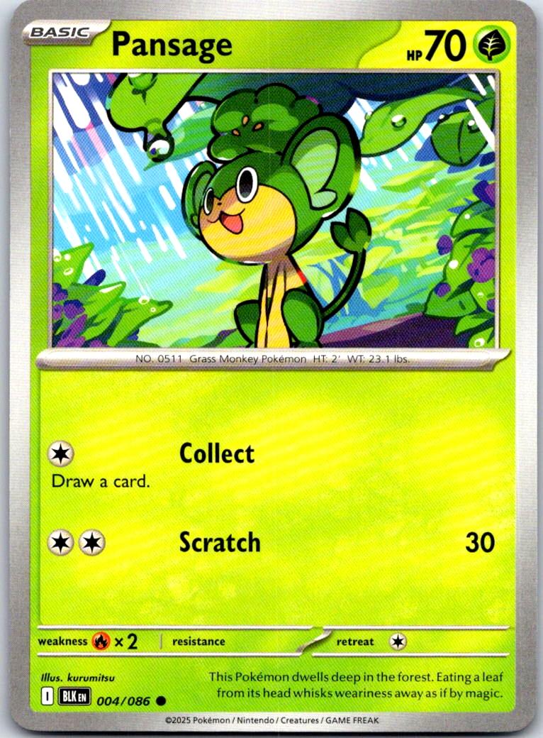 Pansage - 004/086 - - BLACK BOLT - Pokemon - Common | AA107-12