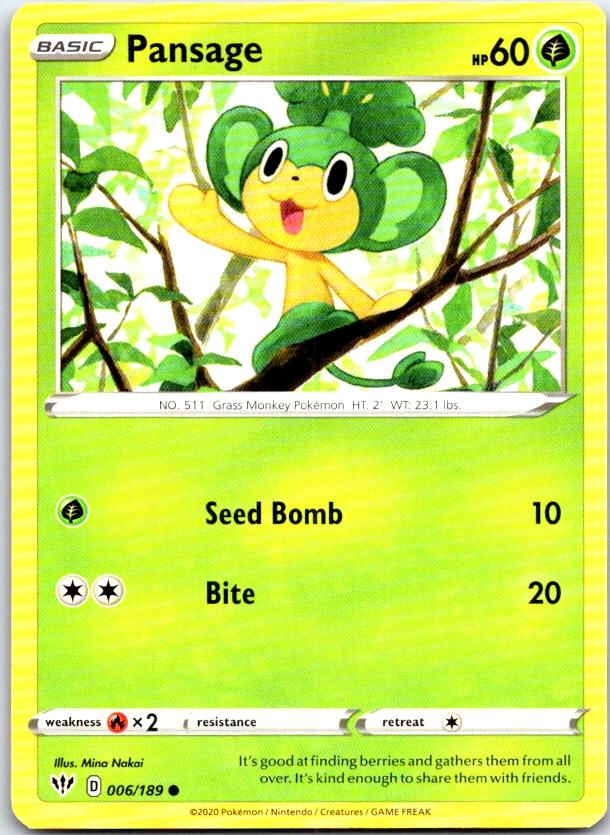 Pansage - 006/189 - - DARKNESS ABLAZE - Pokemon - Common | AC19-29