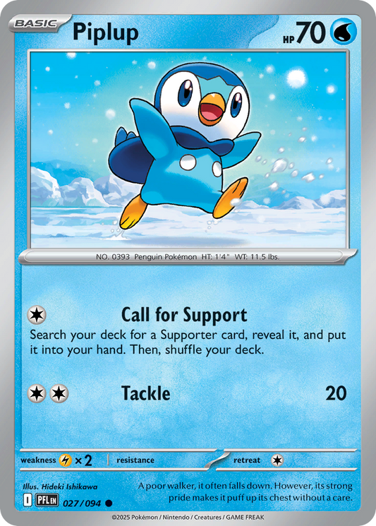 Piplup - 027/094 - Reverse Holo - PHANTASMAL FLAMES - Pokemon - Common | AA26-73
