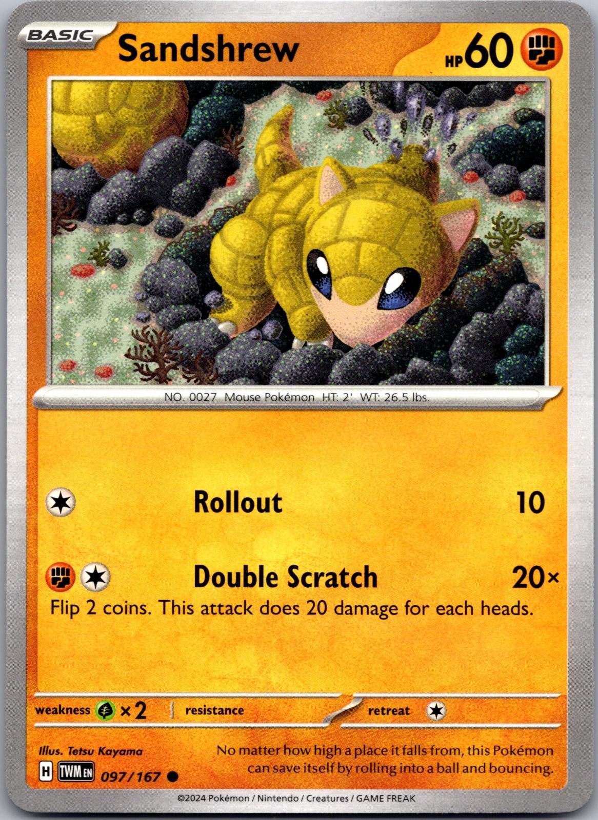 Sandshrew - 097/167 - - TWILIGHT MASQUERADE - Pokemon - Common | AA85-3