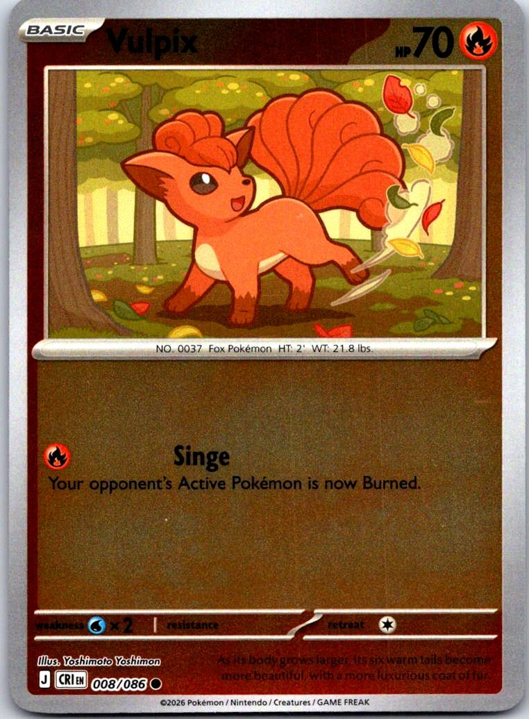Vulpix - 008/086 - Reverse Holo - CHAOS RISING - Pokemon - Common | AA132-30
