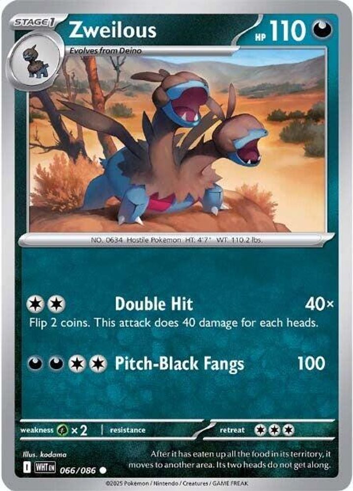 Zweilous - 066/086 - Reverse Holo - WHITE FLARE - Pokemon - Common | AA18-77