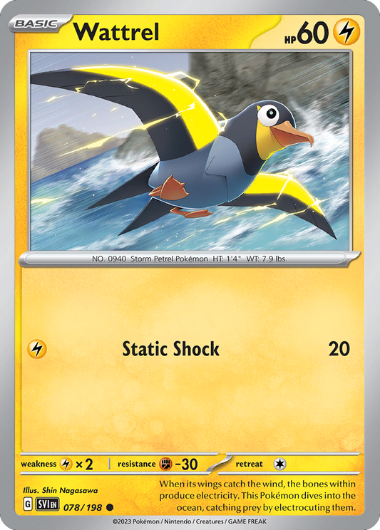 Wattrel - 078/198 - Reverse Holo - SCARLET & VIOLET - Pokemon - Common | AA72-24