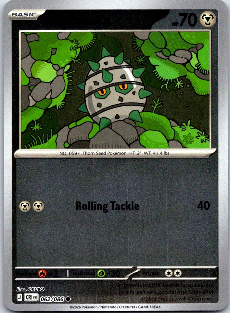 Ferroseed - 062/086 - Reverse Holo - CHAOS RISING - Pokemon - Common | AA132-23