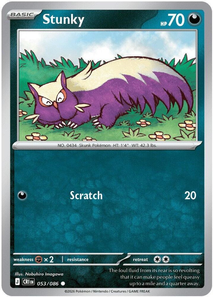Stunky - 053/086 - Reverse Holo - CHAOS RISING - Pokemon - Common | AA31-90