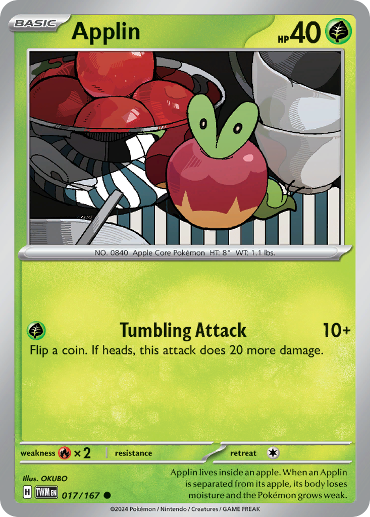 Applin - 017/167 - Reverse Holo - TWILIGHT MASQUERADE - Pokemon - | AA75-38