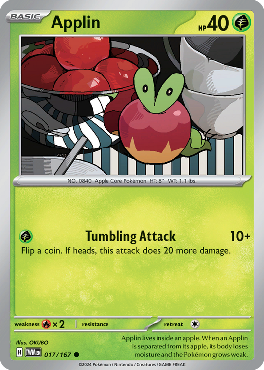 Applin - 017/167 - Reverse Holo - TWILIGHT MASQUERADE - Pokemon - | AA75-38
