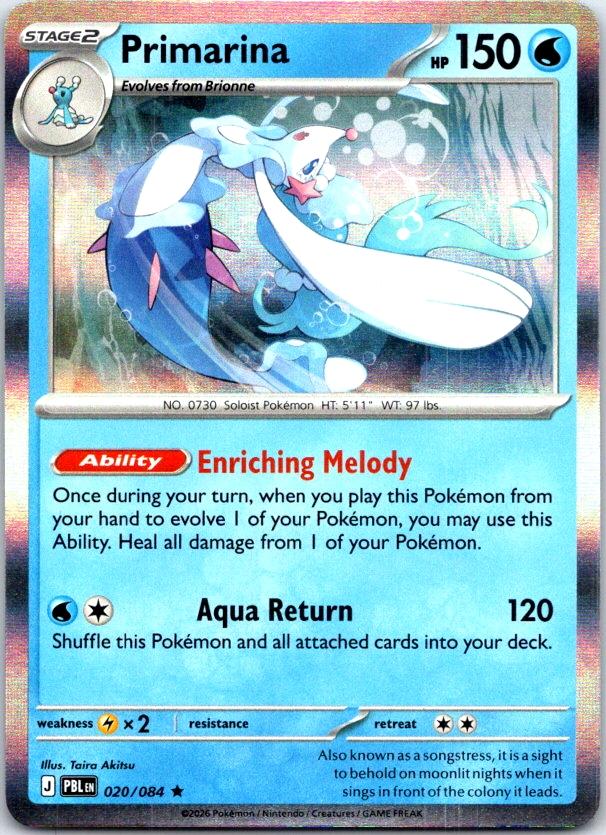 Primarina - 020/084 - Holo - PITCH BLACK - Pokemon - Rare | AC01-39
