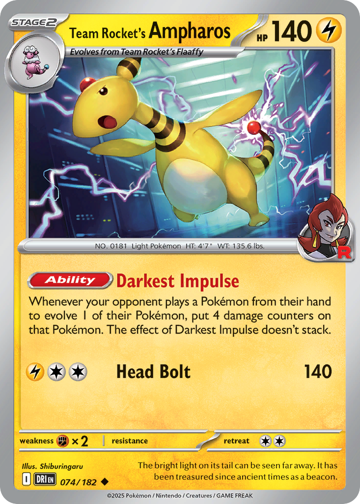 Team Rocket's Ampharos - 074/182 - - DESTINED RIVALS - Pokemon - | AA10-14
