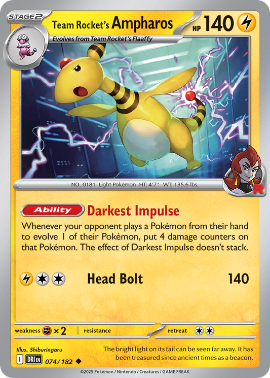 Team Rocket's Ampharos - 074/182 - - DESTINED RIVALS - Pokemon - | AA10-14