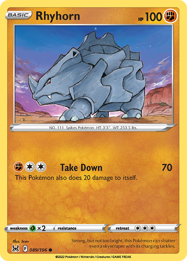 Rhyhorn - 089/196 - - LOST ORIGIN - Pokemon - Common | AA41-4