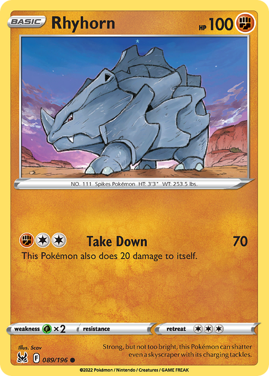 Rhyhorn - 089/196 - - LOST ORIGIN - Pokemon - Common | AA41-4