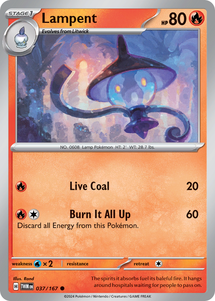 Lampent - 037/167 - Reverse Holo - TWILIGHT MASQUERADE - Pokemon - | AA82-17