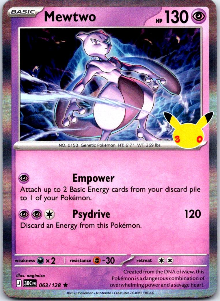 Mewtwo - 063/128 - Holo - ME: 30TH CELEBRATION - Pokemon - Rare | AB32-49