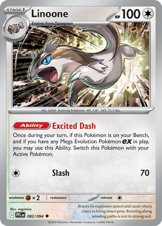 Linoone - 082/094 - Reverse Holo - PHANTASMAL FLAMES - Pokemon - | AA56-12
