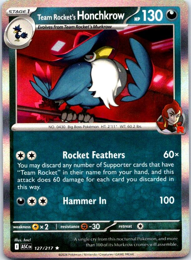 Team Rocket's Honchkrow - 127/217 - Holo - ASCENDED HEROES - Pokemon - | AC29-9