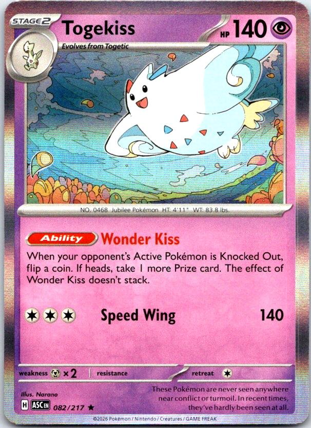 Togekiss - 082/217 - Holo - ASCENDED HEROES - Pokemon - Rare | AC29-16