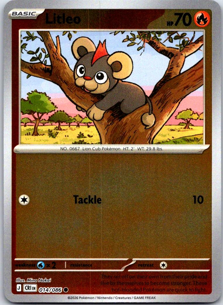 Litleo - 014/086 - Reverse Holo - CHAOS RISING - Pokemon - Common | AB01-2