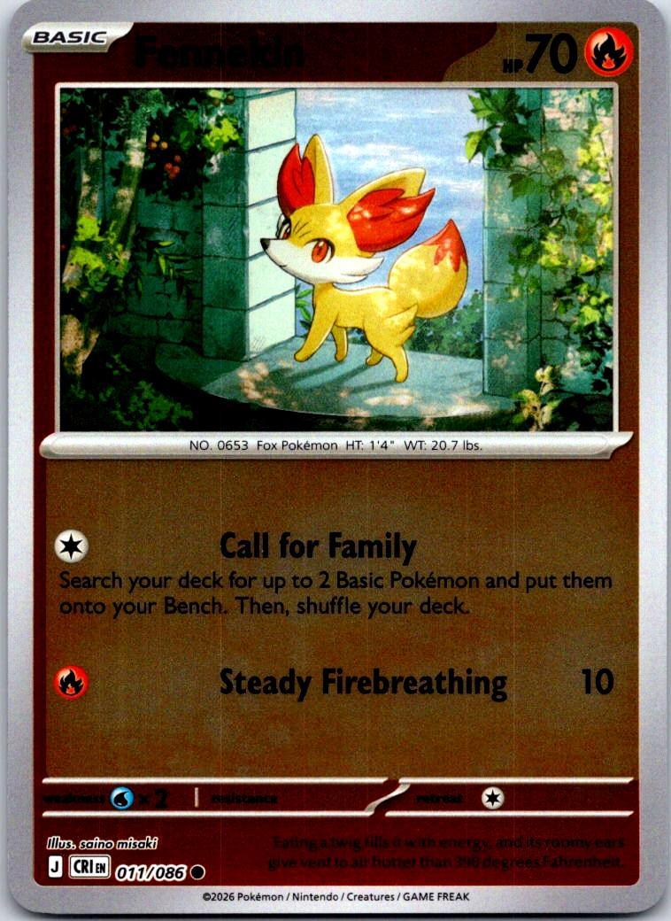 Fennekin - 011/086 - Reverse Holo - CHAOS RISING - Pokemon - Common | AA123-43