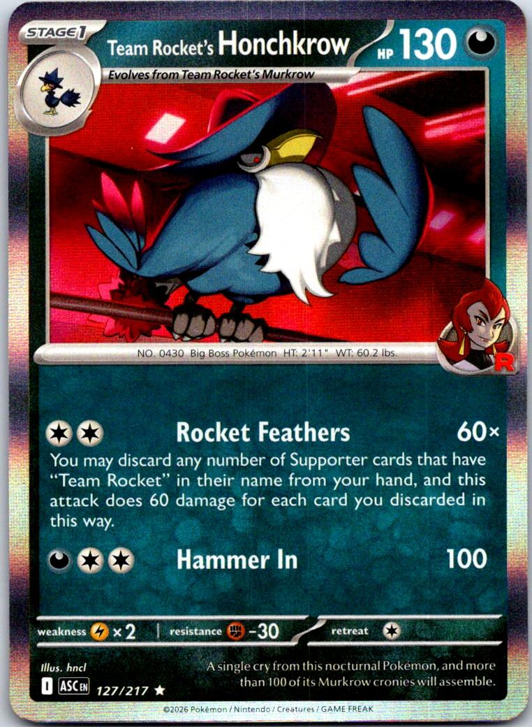 Team Rocket's Honchkrow - 127/217 - Holo - ASCENDED HEROES - Pokemon - | AB08-50