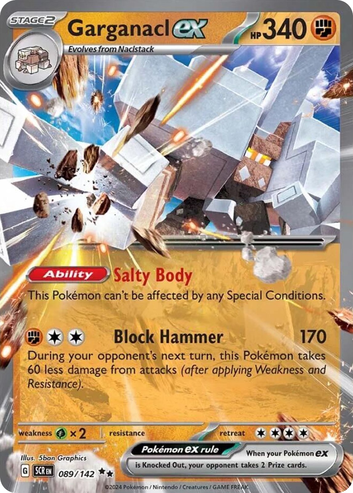 Garganacl ex - 89/142 - Holo - STELLAR CROWN - Pokemon - Double Rare | AA37-8