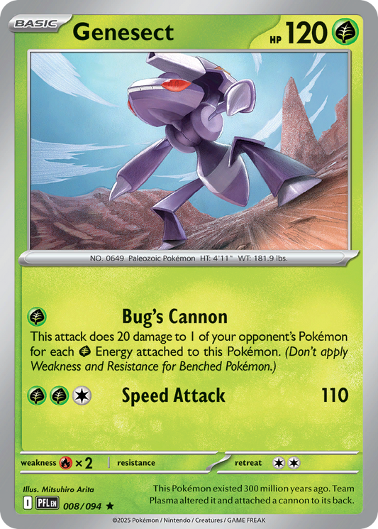 Genesect - 008/094 - Reverse Holo - PHANTASMAL FLAMES - Pokemon - Rare | AA26-81