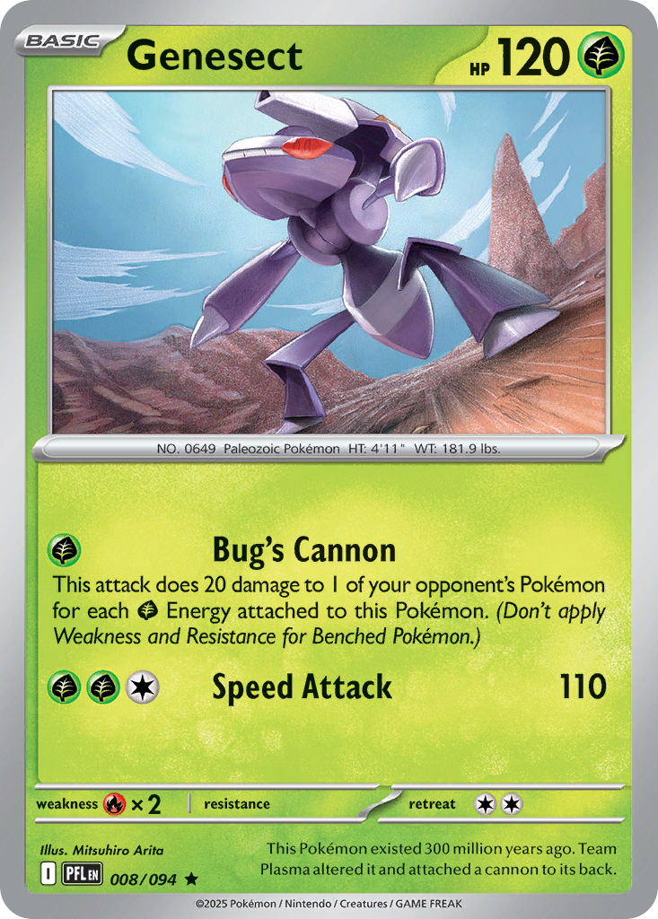 Genesect - 008/094 - Holo - PHANTASMAL FLAMES - Pokemon - Rare | AA29-7
