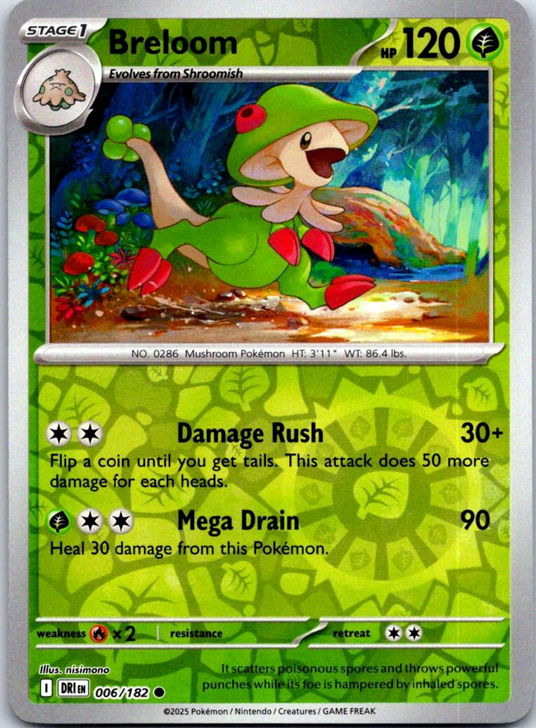 Breloom - 006/182 - Reverse Holo - DESTINED RIVALS - Pokemon - Common | AA125-6