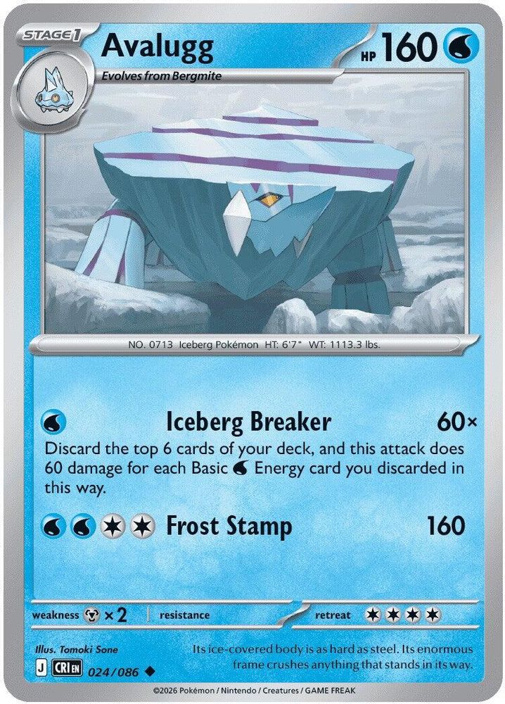 Avalugg - 024/086 - Reverse Holo - CHAOS RISING - Pokemon - Uncommon | AA19-17