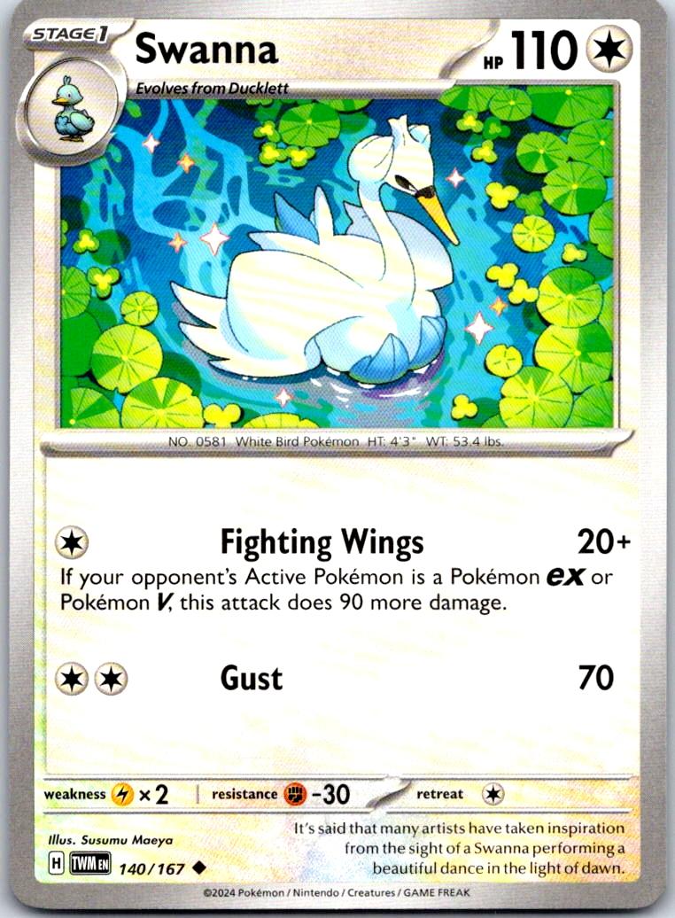 Swanna - 140/167 - - TWILIGHT MASQUERADE - Pokemon - Uncommon | AB10-45