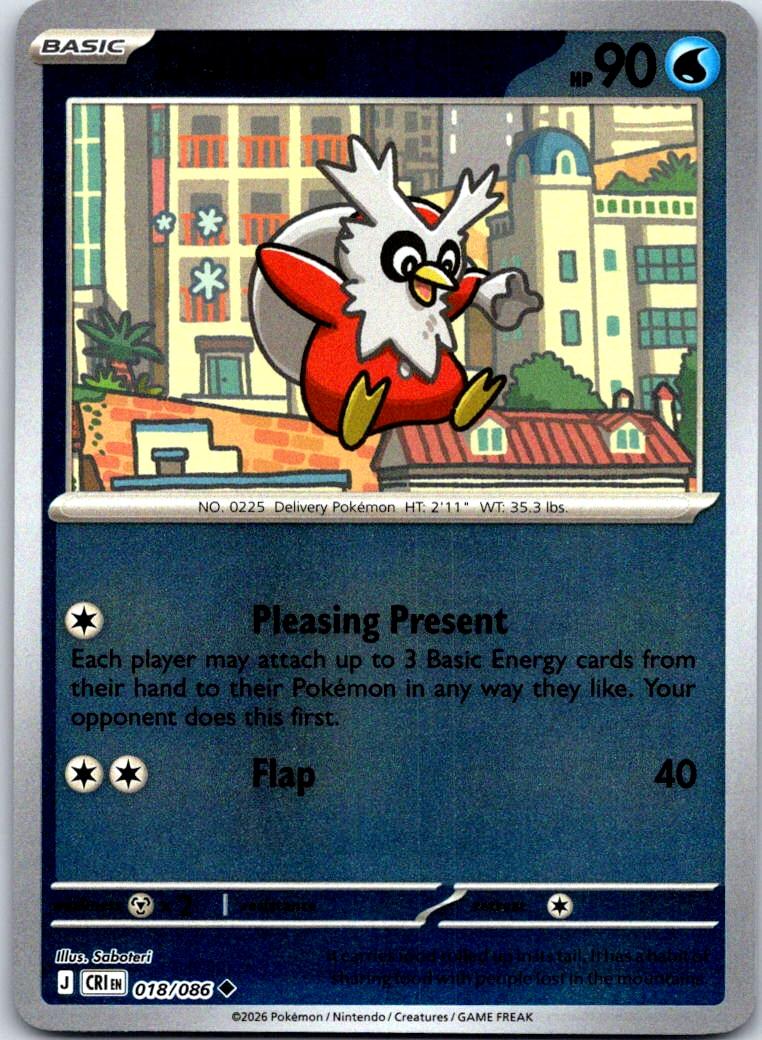 Delibird - 018/086 - Reverse Holo - CHAOS RISING - Pokemon - Uncommon | AB01-13