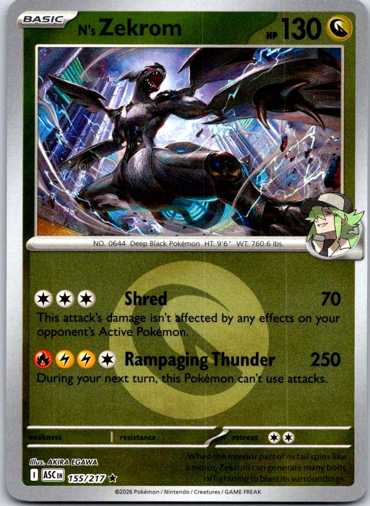 N's Zekrom (Energy Symbol Pattern) - 155/217 - Reverse Holo - ASCENDED HEROES - Pokemon - | AB03-12