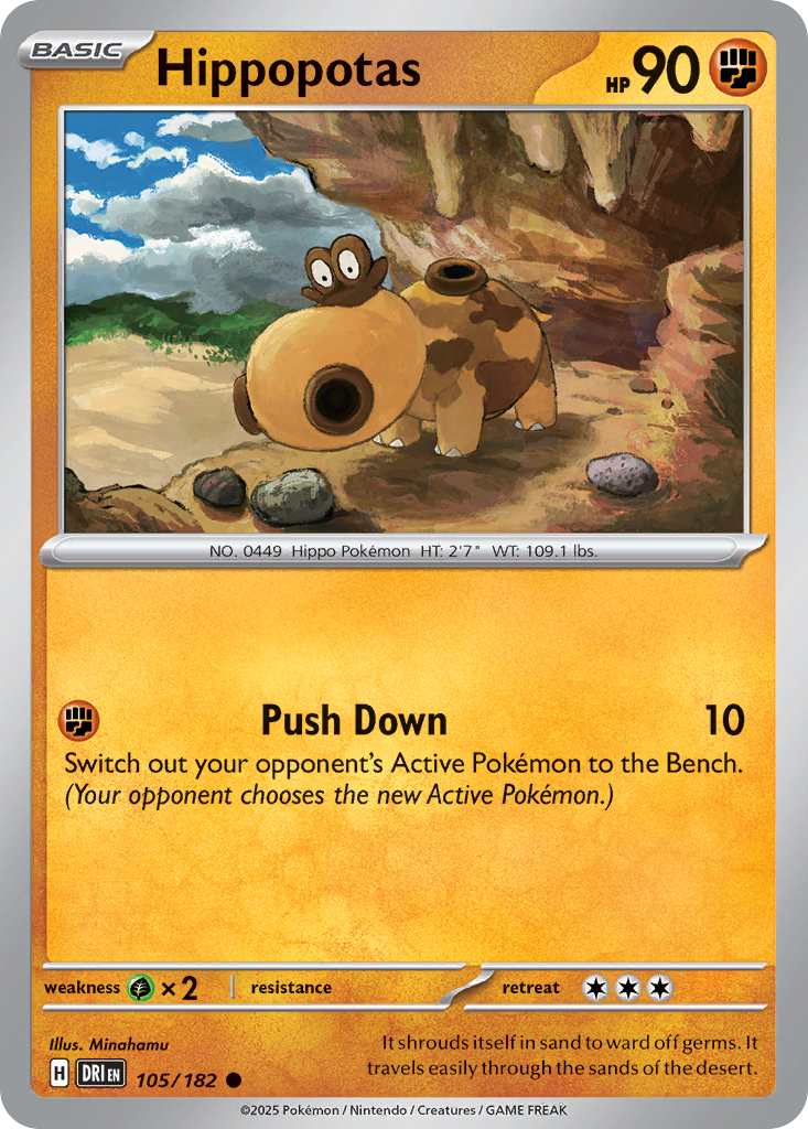 Hippopotas - 105/182 - Reverse Holo - DESTINED RIVALS - Pokemon - | AA19-27