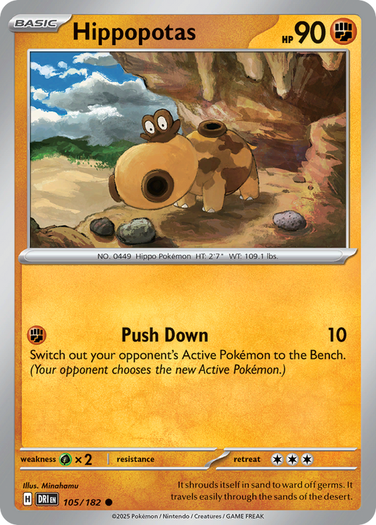 Hippopotas - 105/182 - Reverse Holo - DESTINED RIVALS - Pokemon - | AA19-27