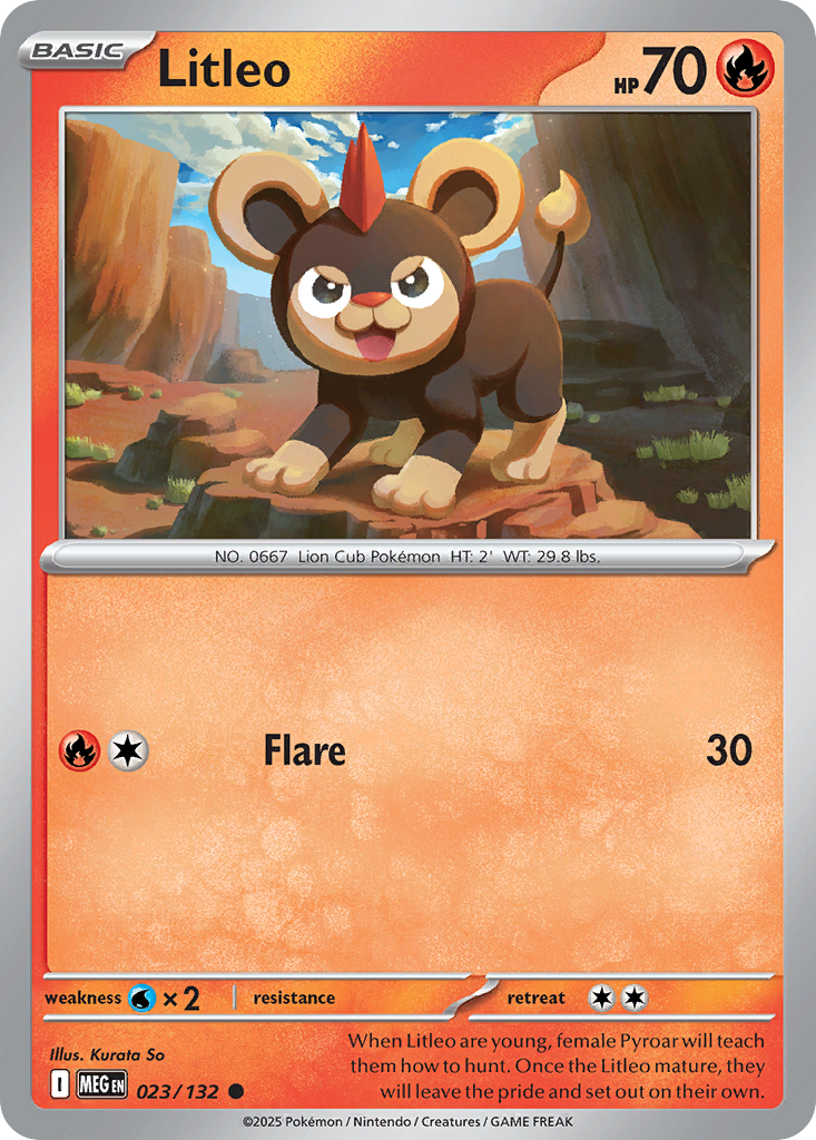 Litleo - 023/132 - Reverse Holo - MEGA EVOLUTION - Pokemon - Common | AA55-8