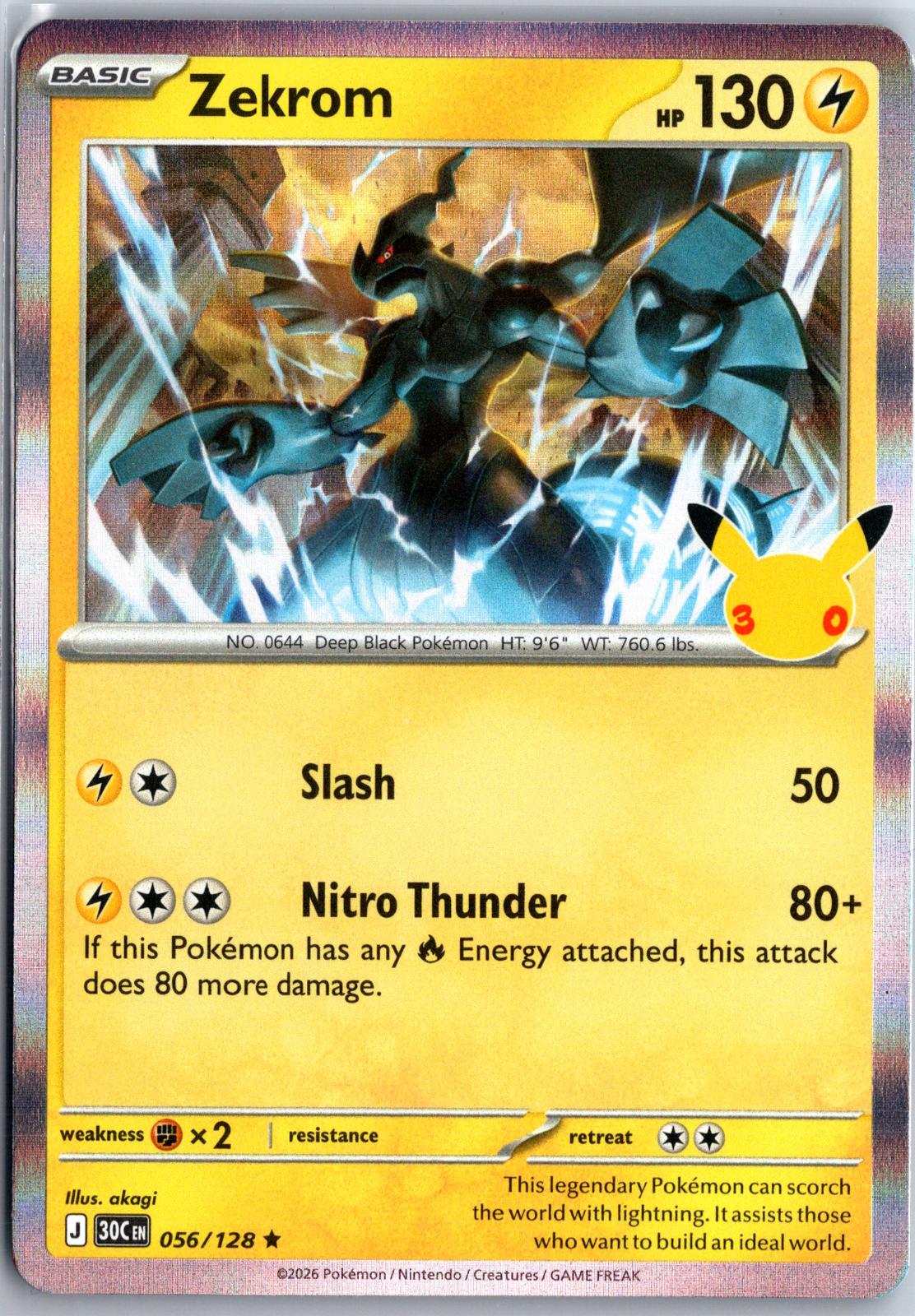 Zekrom - 056/128 - Holo - ME: 30TH CELEBRATION - Pokemon - Rare | AA97-28