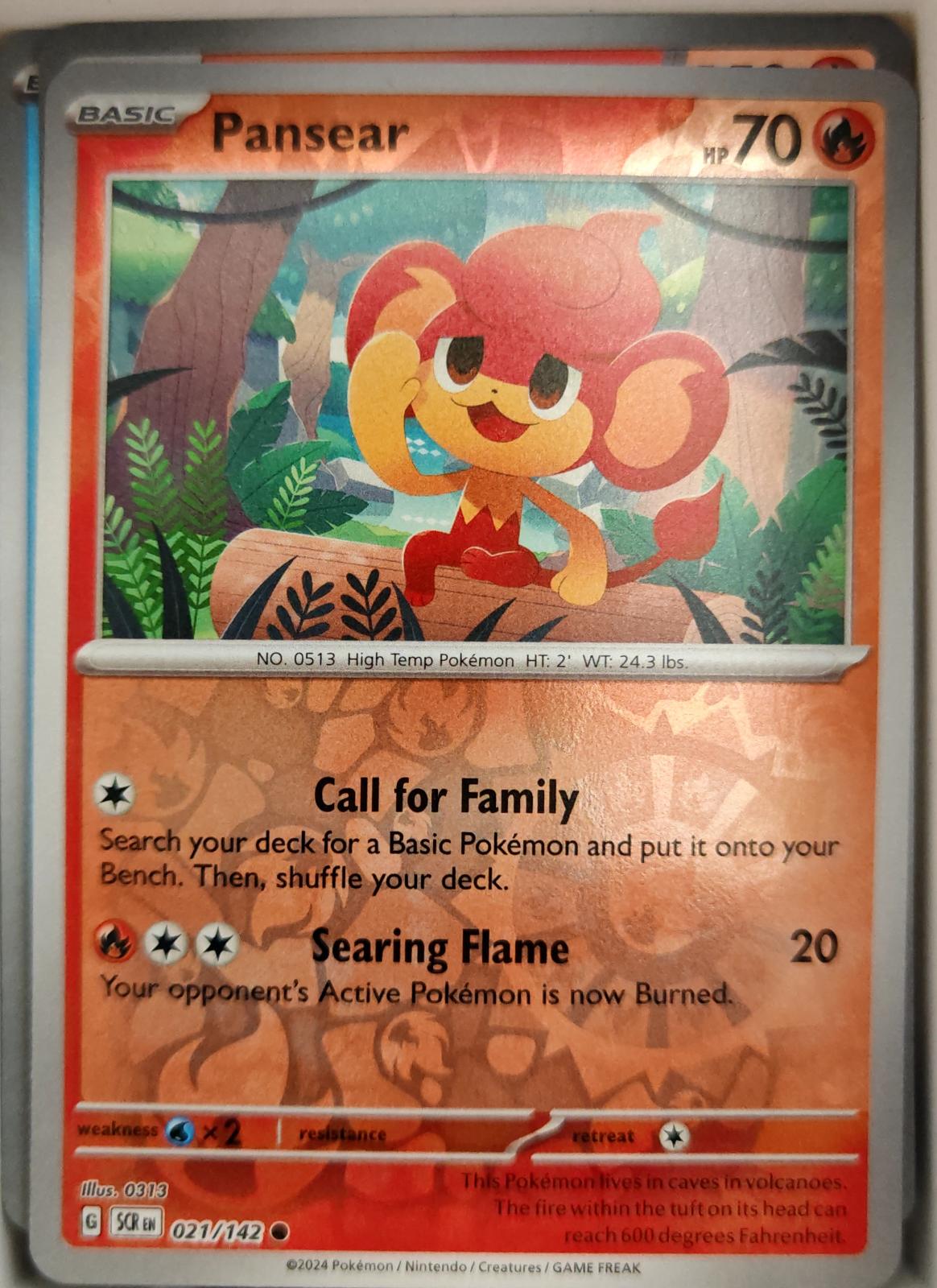 Pansear - 21/142 - Reverse Holo - STELLAR CROWN - Pokemon - Common | AA04-72