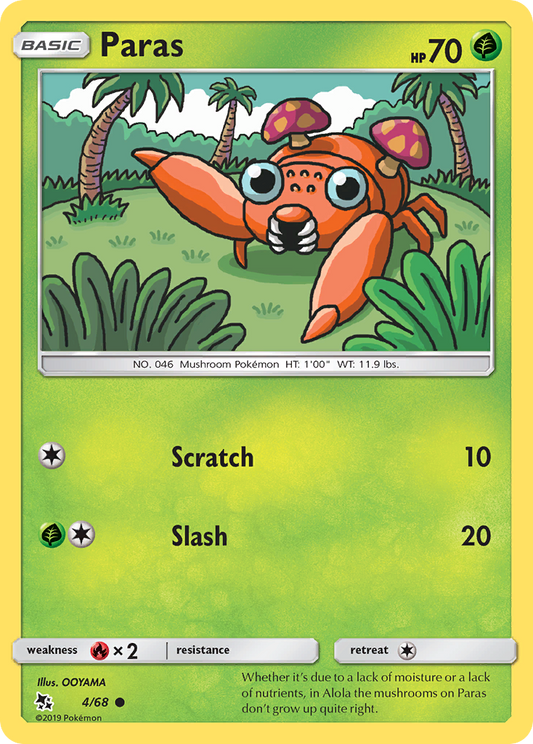 Paras - 4/68 - - HIDDEN FATES - Pokemon - Common | AA69-8