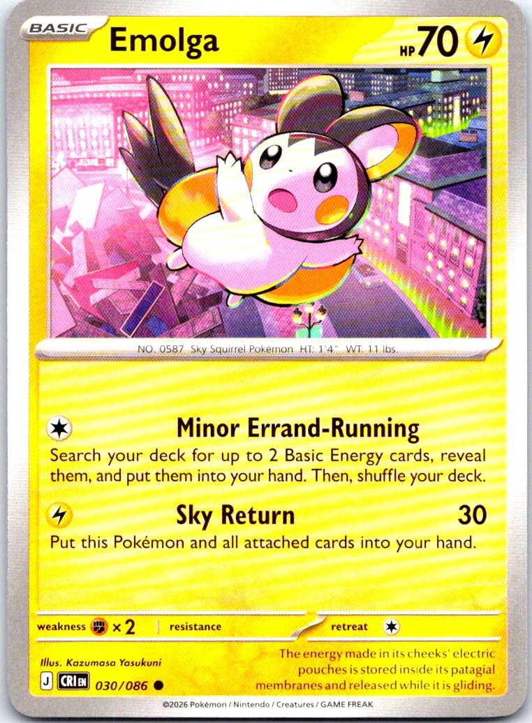 Emolga - 030/086 - - CHAOS RISING - Pokemon - Common | AB19-30