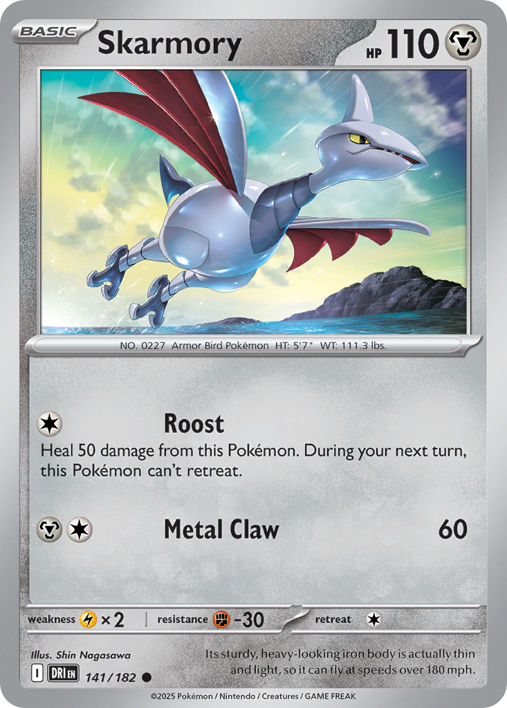 Skarmory - 141/182 - Reverse Holo - DESTINED RIVALS - Pokemon - Common | AA20-39