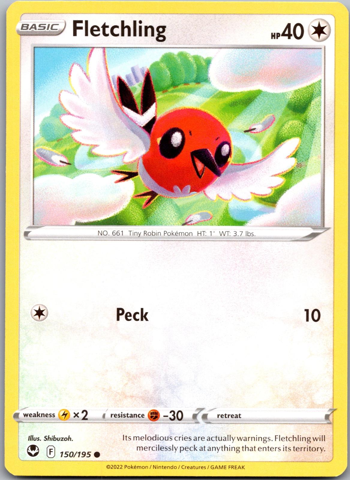 Fletchling - 150/195 - - SILVER TEMPEST - Pokemon - Common | AA91-9