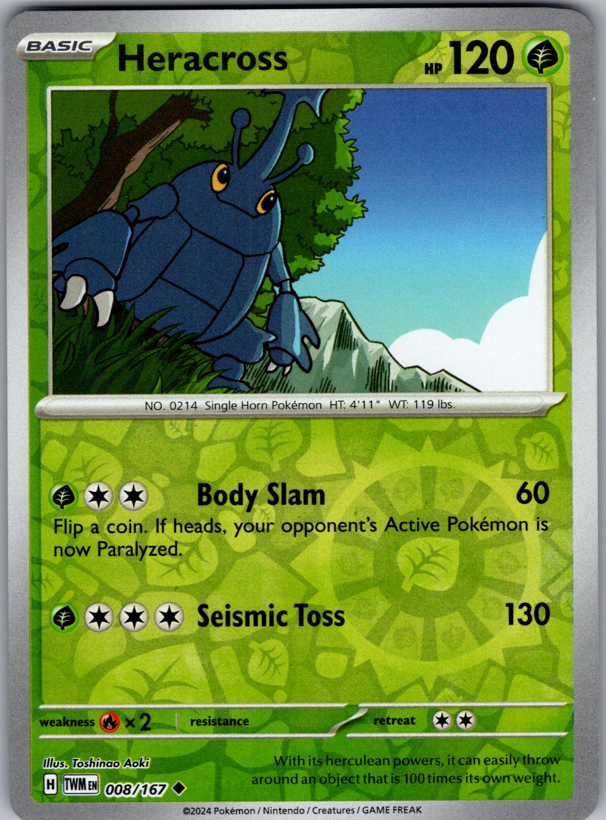 Heracross - 008/167 - Reverse Holo - TWILIGHT MASQUERADE - Pokemon - | AA82-21