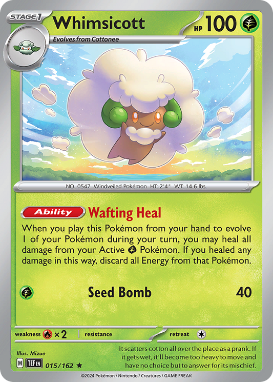 Whimsicott - 015/162 - Holo - TEMPORAL FORCES - Pokemon - Rare | AA30-11
