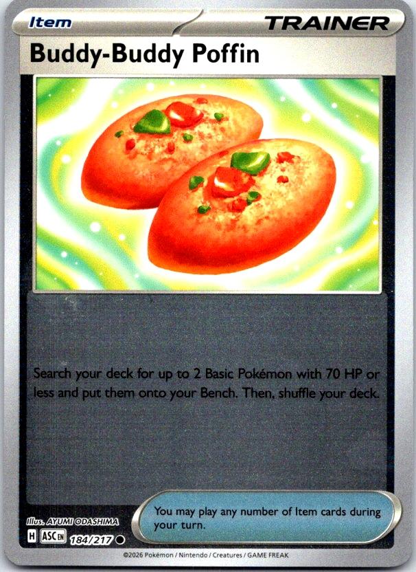 Buddy-Buddy Poffin - 184/217 - Reverse Holo - ASCENDED HEROES - Pokemon - | AC21-35