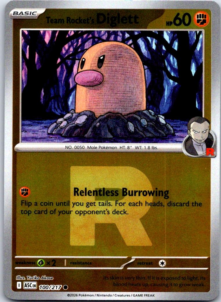 Team Rocket's Diglett (Team Rocket) - 100/217 - Reverse Holo - ASCENDED HEROES - Pokemon - | AA131-4