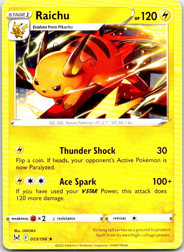 Raichu - 053/196 - - LOST ORIGIN - Pokemon - Rare | AB50-48
