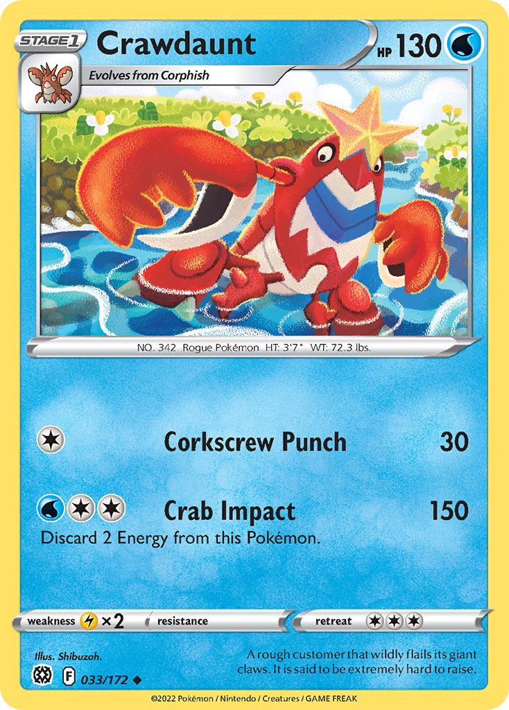 Crawdaunt - 033/172 - - BRILLIANT STARS - Pokemon - Uncommon | AA23-50